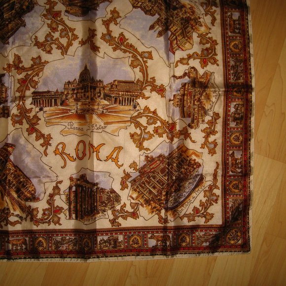 🇮🇹 Rome Italy Vintage 1960's Souvenir Scarf - Picture 2 of 8